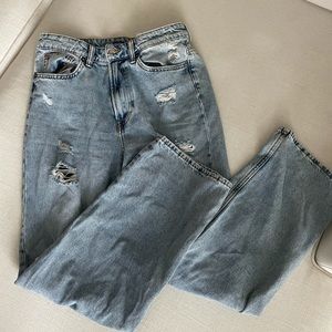 H&M straight/wide leg ripped jeans